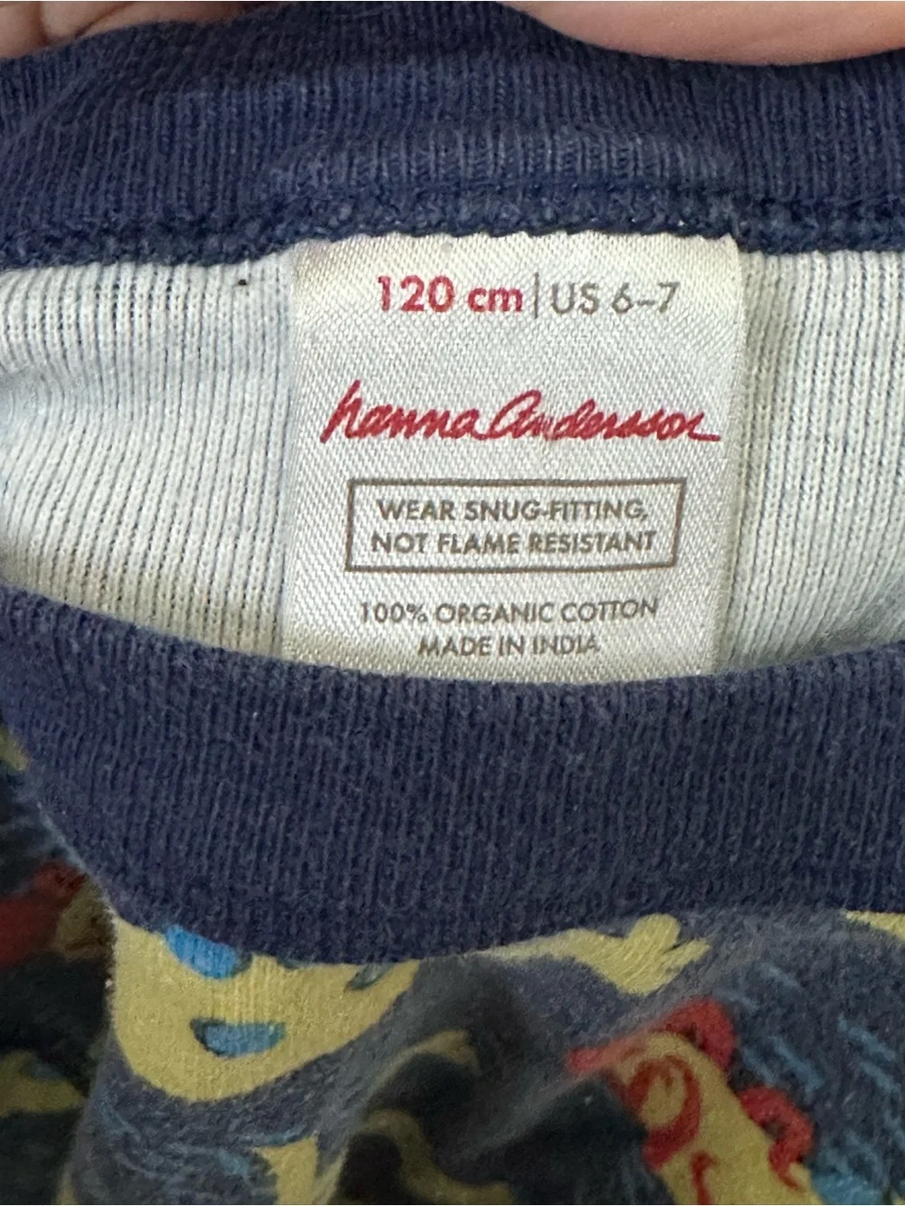 Hanna Andersson Navy Kids Pajama Set size 6/7 with Yellow & Red Submarine Print